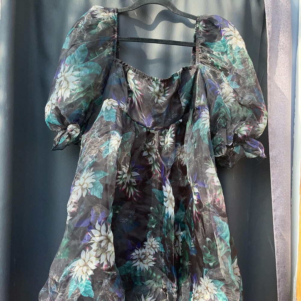 SHEIN Black and Green Dress